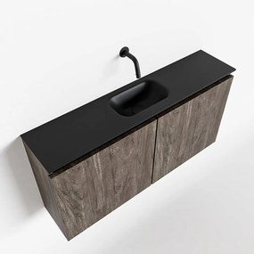 Mondiaz Ture 100cm toiletmeubel dark brown met wastafel urban midden geen kraangat