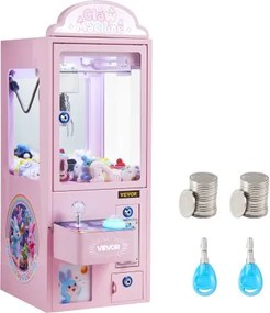 VEVOR grijpmachine, middelgrote speelautomaat met licht en geluid, precisie stalen grijper met verstelbare handgreep voor pluche speelgoed, speelgoed voor de detailhandel, voor commerciële thuisfeesten en bioscopen, roze