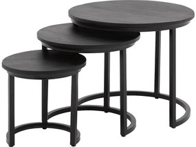 Goossens Salontafel Jelle rond, hout mango zwart, urban industrieel, 54 x 45 x 54 cm