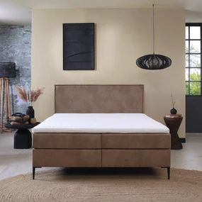 Boxspring Lederlook 180x200 Beige