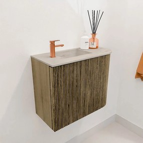 Mondiaz Joya DLux 50cm toiletmeubel ronding rechts dusk met wastafel faye links 1 kraangat opalo