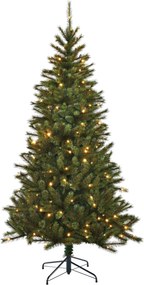 Black Box Kingston verlichte kunstkerstboom - 185 cm - groen - Diameter 102 cm - 170 ledlampjes - 501 tips - metalen voet