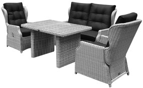 Ibiza XL stoel-bank loungeset 4-delig verstelbaar wit-grijs