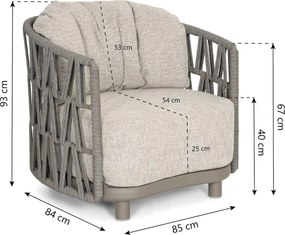 Stoel en Bank Loungeset 5 personen Rope Taupe  Santika Furniture Santika