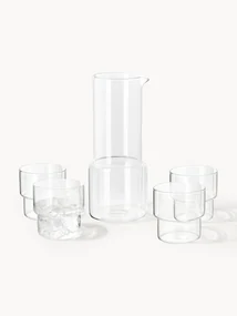 Handgeblazen karaf Gustave met waterglazen, 5-delig