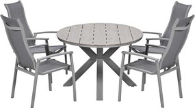 Garden Impressions Hilly tuinset 5-delig taupe - Tulli tuintafel 180x115 cm - light teak vironwood