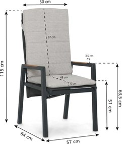 Verstelbare Tuinstoel Aluminium Grijs-antraciet Lifestyle Garden Furniture Vivaro   antracite