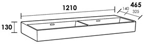 Sanituba Legend wastafel 120cm keramiek Mat Zwart zonder kraangaten