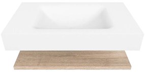Zaro Alan badmeubel 80cm met planchet washed oak en vrijhangende wastafel cloud midden zonder kraangat talc