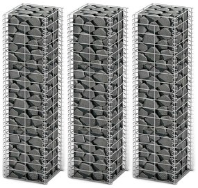 vidaXL 3-delige Schanskorfset 25x25x100 cm gegalvaniseerd draad