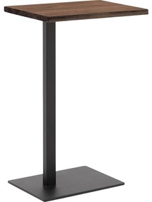 Goossens Nachtkastje Tangel, Voet vierkant metaal ral 9005 zwart, blad massief eik