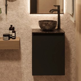 Fontana Dark Emperador Micro Marble toiletmeubel 40cm zwart mat