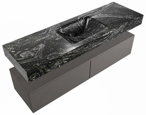 Mondiaz Alan DLux badmeubel 150cm dark grey 2 lades met wastafel lava midden zonder kraangat