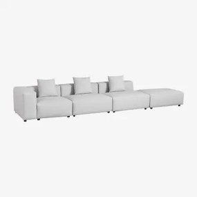 Linker Modulaire Hoekbank Met 3 Zitplaatsen Met Hoge Armleuning En Poef (↔︎450 Cm) Bruna Stof Gris Glacial - Sklum