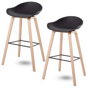 House of Rebels Barkruk - Set van 2 - Romeo - 73 cm - Zwart - Hout - House of Rebels