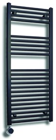 Sanicare elektrische design radiator 45x112cm zwart mat met thermostaat links chroom