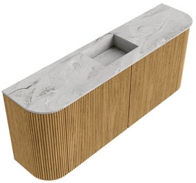 Mondiaz Joya DLux 105cm toiletmeubel ronding links/rechts oak met wastafel faye midden 1 kraangat glace