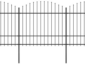 vidaXL Tuinhek met speren bovenkant (1,5-1,75)x11,9 m staal zwart