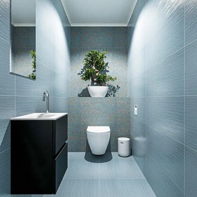 MONDIAZ ADA Toiletmeubel - 40x30x50cm - 1 kraangat - 2 lades - urban mat - wasbak links - Solid surface - Wit FK75341739