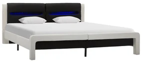 vidaXL Bedframe met LED kunstleer wit en zwart 140x200 cm