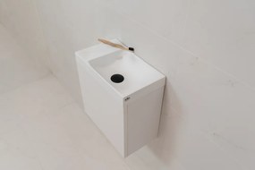Sanigoods Minimo toiletmeubel 40cm mat wit met mat witte fontein zonder kraangat