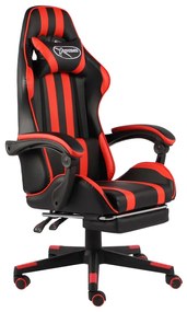 vidaXL Racestoel met voetensteun kunstleer zwart en rood