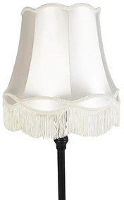 Stoffen Vloerlamp zwart met Granny kap creme - Classico Klassiek / Antiek E27 Binnenverlichting Lamp