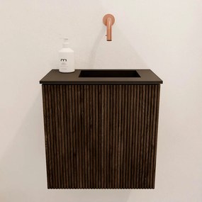 Mondiaz Joya 40cm toiletmeubel walnut met wastafel faye rechts zonder kraangat urban