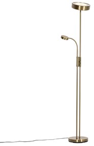 Vloerlamp brons incl. LED en dimmer met leeslamp - Kelso