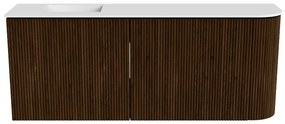 Mondiaz Joya 100cm toiletmeubel ronding rechts walnut met wastafel faye links 1 kraangat talc