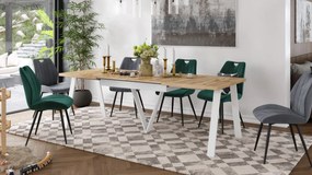 AVERY eiken Wotan/ onderkant wit - LOFT/INDUSTRIËLE TAFEL VOOR WOONKAMER / EETKAMER UITKLAPBAAR TOT 330 cm!