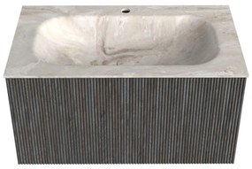 Mondiaz Kurve-dlux 80cm badmeubel shadow met 1 lade en wastafel big small midden 1 kraangat frappe