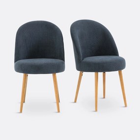 Set van 2 tafelfauteuils in geribd fluweel, Lenou