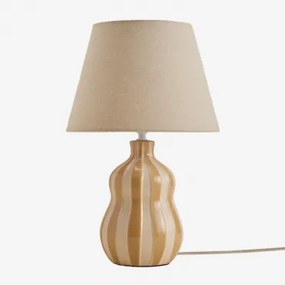 Jolira Tafellamp ↑40 Cm Van Keramiek En Linnen Bruin – Zand - Sklum