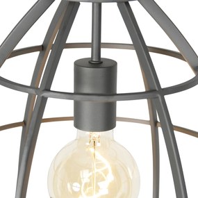 Industriële hanglamp donkergrijs met hout 34 cm - Arthur
