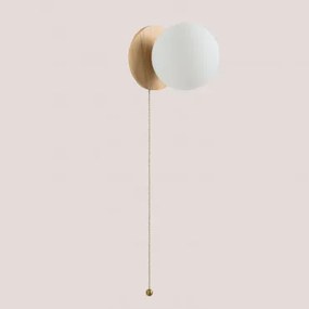 Eikenhouten Wandlamp Met Glazen Bol Kamp Houtbruin - Sklum