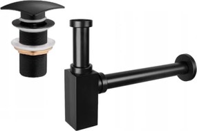 Mexen halfsifon wastafel vierkant met klik-klak stop, zonder overloop, zwart - 7991660-70