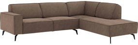 Goossens Hoekbank Hercules bruin, microvezel, 3-zits, modern design met ligelement rechts