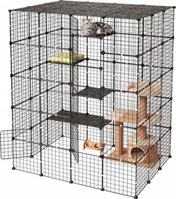 VEVOR Kattenkooi, 5-laags kattenren, 139,7x104,1x175,2 cm, doe-het-zelf kattenren, afneembare metalen kooi met 5 deuren, ideaal voor 2-3 katten en kleine dieren, zwart