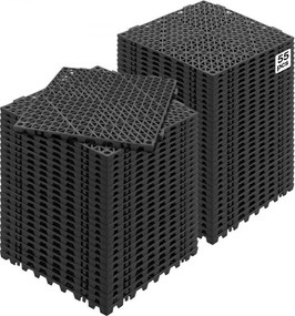 VEVOR in elkaar grijpende tegels 55 stuks vloertegels drainage vloertegels vloertegels 30 x 30 cm vierkante vloertegels voor buiten terras pvc vloertegels badkamer toilet zwart