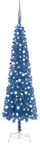 vidaXL Kerstboom met LED's en kerstballen smal 240 cm blauw