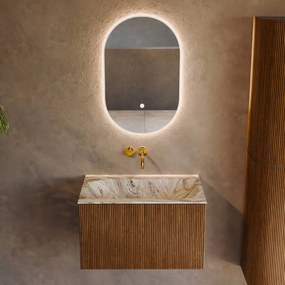 Mondiaz Kurve-dlux 70cm badmeubel dusk met 1 lade en wastafel big small midden zonder kraangat glace