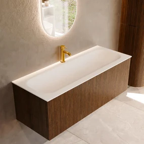 Mondiaz Kurve 120cm badmeubel dusk met 1 lade en wastafel big large midden 1 kraangat