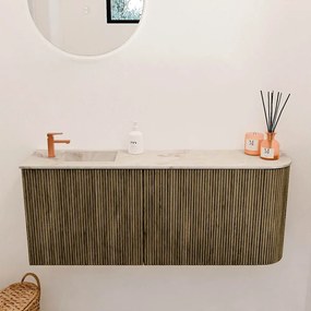 Mondiaz Joya DLux 100cm toiletmeubel ronding rechts dusk met wastafel faye links 1 kraangat frappe