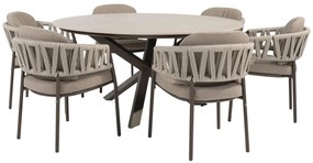 Taste by 4 Seasons Calma tuinset terre met Prado tafel met keramisch blad Ø 160 cm Tuinset bruin weerbestendig