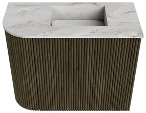 Mondiaz Joya DLux 50cm toiletmeubel ronding links shadow met wastafel faye rechts 1 kraangat glace