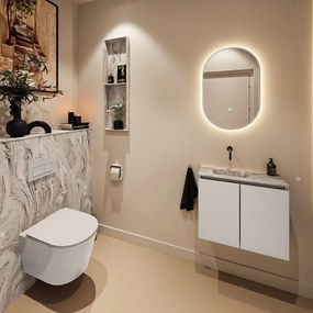 Mondiaz Ture DLux toiletmeubel 60cm linen met wastafel glace links zonder kraangat