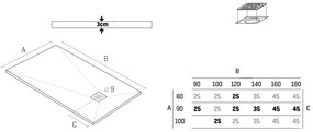 SaniGoods Slate composiet douchebak mat wit 120x80cm anti-slip