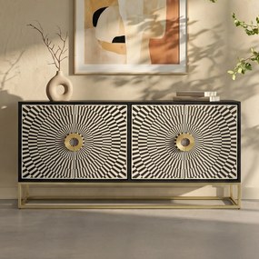 Design Dressoir Zwart Wit - 160x40x80cm.