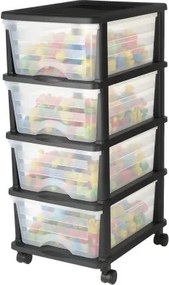 VEVOR Ladekast met 4 laden (17 L / per), ladekast met wielen, ladekast met doorzichtige containers voor kantoorbenodigdheden, knutsellokalen en klaslokalen